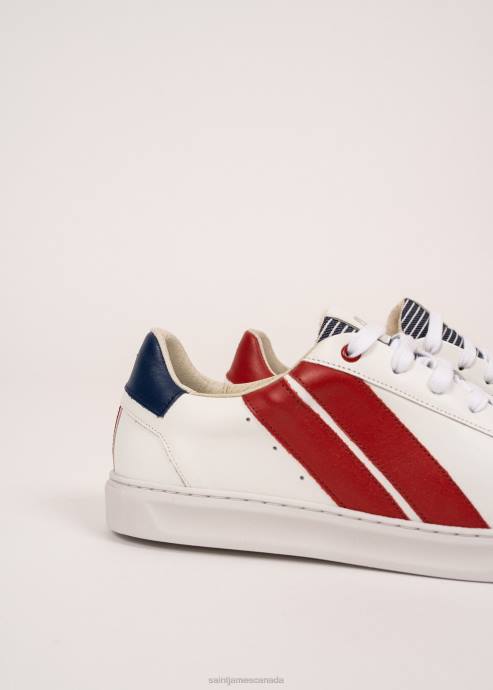 Saint James Men BASK CAVAL V4HD146 Sustainable Sneakers by Caval WHITE/RED - Image 5