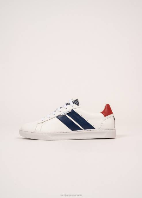 Saint James Men BASK CAVAL V4HD146 Sustainable Sneakers by Caval WHITE/RED - Image 7
