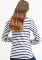 Saint James Men MINQUIERS MODERN V4HD18 Authentic Breton Stripe Shirt Soft Cotton WHITE/NAVY - Image 2