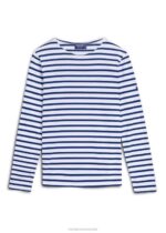 Saint James Men MINQUIERS MODERN V4HD18 Authentic Breton Stripe Shirt Soft Cotton WHITE/NAVY - Image 7
