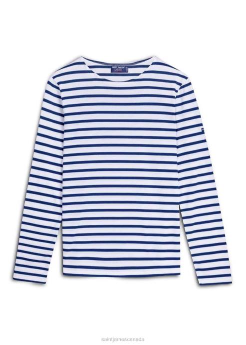 Saint James Men MINQUIERS MODERN V4HD18 Authentic Breton Stripe Shirt Soft Cotton WHITE/NAVY - Image 7