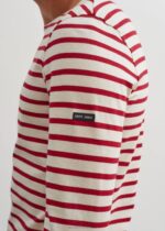 Saint James Men MINQUIERS MODERN V4HD49 Authentic Breton Stripe Shirt Soft Cotton ECRU/MAROON - Image 5