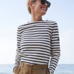 Saint James Men MINQUIERS MODERN V4HD50 Authentic Breton Stripe Shirt Soft Cotton ECRU/NAVY