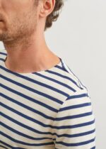Saint James Men MINQUIERS MODERN V4HD50 Authentic Breton Stripe Shirt Soft Cotton ECRU/NAVY - Image 4