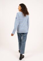 Saint James Men MINQUIERS MODERN V4HD54 Authentic Breton Stripe Shirt Soft Cotton WHITE/ROYAL BLUE - Image 2