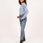 Saint James Men MINQUIERS MODERN V4HD54 Authentic Breton Stripe Shirt Soft Cotton WHITE/ROYAL BLUE