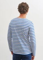 Saint James Men MINQUIERS MODERN V4HD54 Authentic Breton Stripe Shirt Soft Cotton WHITE/ROYAL BLUE - Image 5