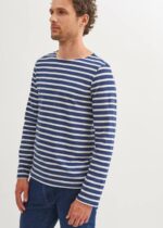 Saint James Men MINQUIERS MODERN V4HD71 Authentic Breton Stripe Shirt Soft Cotton NAVY/WHITE - Image 3