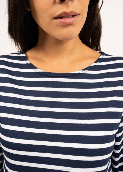 Saint James Men MINQUIERS MODERN V4HD71 Authentic Breton Stripe Shirt Soft Cotton NAVY/WHITE - Image 7