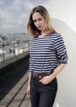 Saint James Men MINQUIERS MODERN V4HD71 Authentic Breton Stripe Shirt Soft Cotton NAVY/WHITE - Image 8