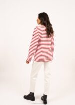 Saint James Men MINQUIERS MODERN V4HD72 Authentic Breton Stripe Shirt Soft Cotton WHITE/RED - Image 2