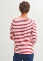 Saint James Men MINQUIERS MODERN V4HD72 Authentic Breton Stripe Shirt Soft Cotton WHITE/RED - Image 4