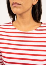 Saint James Men MINQUIERS MODERN V4HD72 Authentic Breton Stripe Shirt Soft Cotton WHITE/RED - Image 7