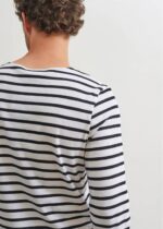 Saint James Men MINQUIERS MODERN V4HD73 Authentic Breton Stripe Shirt Soft Cotton WHITE/BLACK - Image 11
