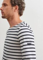 Saint James Men MINQUIERS MODERN V4HD73 Authentic Breton Stripe Shirt Soft Cotton WHITE/BLACK - Image 12
