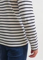 Saint James Men MINQUIERS MODERN V4HD73 Authentic Breton Stripe Shirt Soft Cotton WHITE/BLACK - Image 3