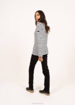 Saint James Men MINQUIERS MODERN V4HD73 Authentic Breton Stripe Shirt Soft Cotton WHITE/BLACK - Image 8
