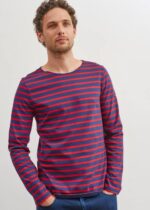 Saint James Men MINQUIERS MODERN V4HD74 Authentic Breton Stripe Shirt Soft Cotton NAVY/RED - Image 3