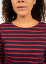 Saint James Men MINQUIERS MODERN V4HD74 Authentic Breton Stripe Shirt Soft Cotton NAVY/RED - Image 7