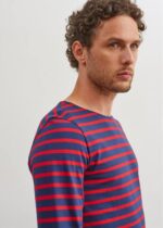 Saint James Men MINQUIERS MODERN V4HD74 Authentic Breton Stripe Shirt Soft Cotton NAVY/RED - Image 8