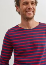 Saint James Men MINQUIERS MODERN V4HD74 Authentic Breton Stripe Shirt Soft Cotton NAVY/RED - Image 9