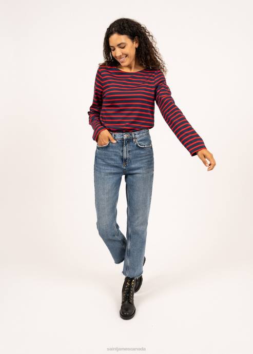 saint_james_men_minquiers_modern_v4hd74_authentic_breton_stripe_shirt_soft_cotton_navy_red.jpg Saint James Men MINQUIERS MODERN V4HD74 Authentic Breton Stripe Shirt Soft Cotton NAVY/RED - Image 1