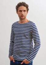 Saint James Men MINQUIERS MODERN V4HD75 Authentic Breton Stripe Shirt Soft Cotton NAVY/ECRU - Image 3