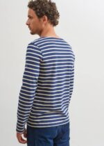 Saint James Men MINQUIERS MODERN V4HD75 Authentic Breton Stripe Shirt Soft Cotton NAVY/ECRU - Image 4