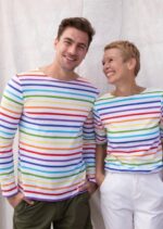 Saint James Men MINQUIERS PRIDE V4HD47 Rainbow Striped Shirt Soft Cotton MULTICO - Image 2
