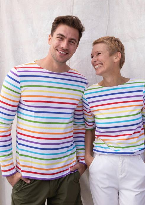 Saint James Men MINQUIERS PRIDE V4HD47 Rainbow Striped Shirt Soft Cotton MULTICO - Image 2