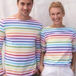 Saint James Men MINQUIERS PRIDE V4HD47 Rainbow Striped Shirt Soft Cotton MULTICO