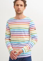 Saint James Men MINQUIERS PRIDE V4HD47 Rainbow Striped Shirt Soft Cotton MULTICO - Image 3