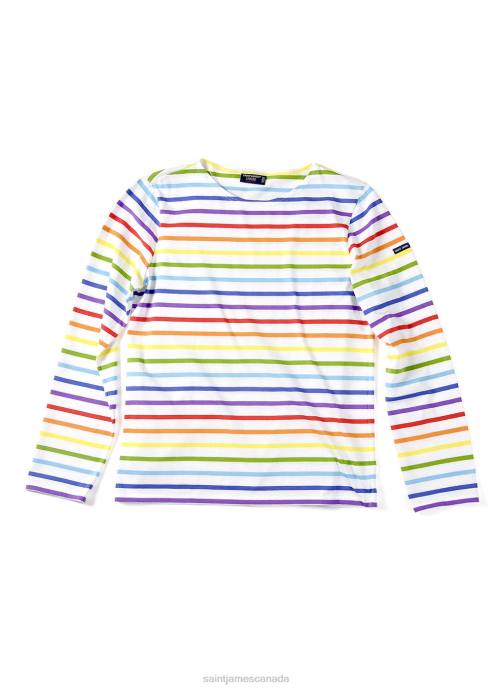 Saint James Men MINQUIERS PRIDE V4HD47 Rainbow Striped Shirt Soft Cotton MULTICO - Image 4