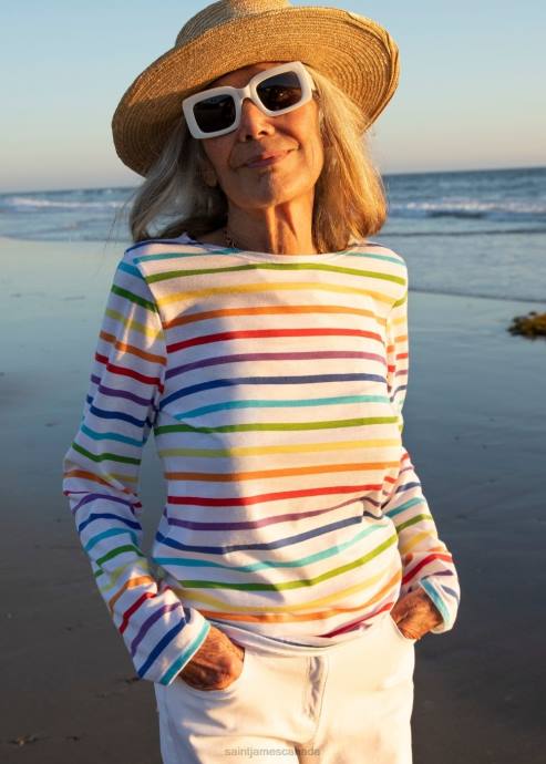 Saint James Men MINQUIERS PRIDE V4HD47 Rainbow Striped Shirt Soft Cotton MULTICO - Image 7