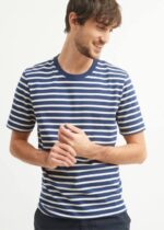 Saint James Men PLOUIDER V4HD140 Breton T-Shirt Crew Neck 100% Cotton NAVY/ECRU - Image 2