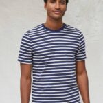 Saint James Men PLOUIDER V4HD140 Breton T-Shirt Crew Neck 100% Cotton NAVY/ECRU