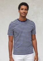 Saint James Men PLOUIDER V4HD140 Breton T-Shirt Crew Neck 100% Cotton NAVY/ECRU - Image 3