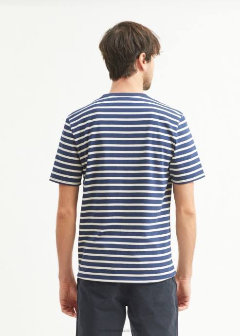 Saint James Men PLOUIDER V4HD140 Breton T-Shirt Crew Neck 100% Cotton NAVY/ECRU - Image 5
