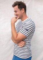 Saint James Men PLOUIDER V4HD142 Breton T-Shirt Crew Neck 100% Cotton ECRU/NAVY - Image 3