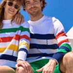 Saint James Men VAUVERT V4HD144 Color-Block Striped Cotton Sweater WHITE/MULTICO