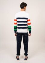Saint James Men VAUVERT V4HD144 Color-Block Striped Cotton Sweater WHITE/MULTICO - Image 4