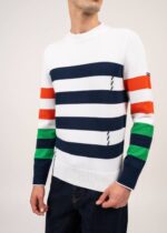 Saint James Men VAUVERT V4HD144 Color-Block Striped Cotton Sweater WHITE/MULTICO - Image 6