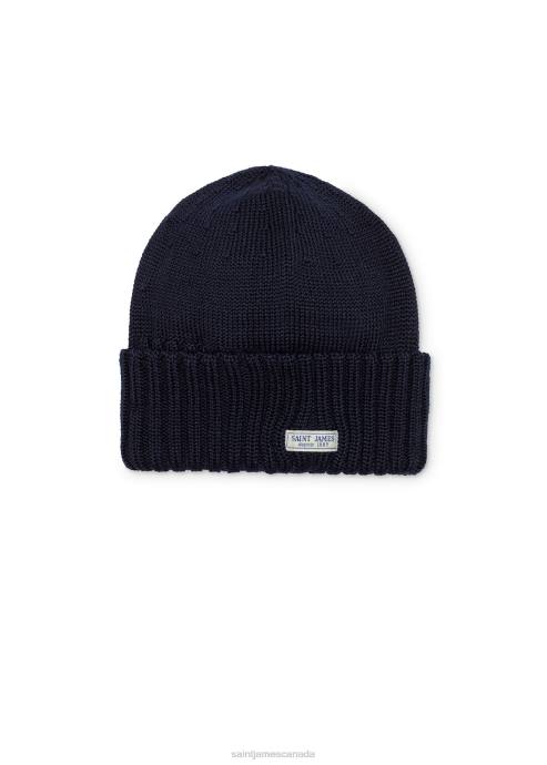 Saint James Unisex BARBARESQUE V4HD69 Heavy Stitch Wool Stocking Cap NAVY - Image 2