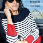 Saint James Unisex BIARRITZ V4HD21 Tricolor Nautical Sweater by Room 502 NAVY/WHITE/RED