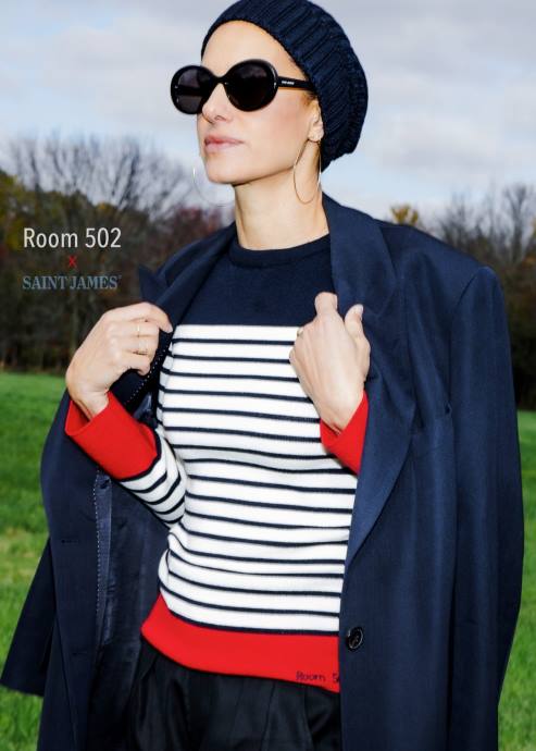 Saint James Unisex BIARRITZ V4HD21 Tricolor Nautical Sweater by Room 502 NAVY/WHITE/RED - Image 5