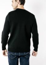 Saint James Unisex CANCALE V4HD164 Wool Fisherman Sweater with Button Shoulder Loose Fit BLACK - Image 3