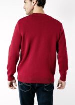 Saint James Unisex CANCALE V4HD165 Wool Fisherman Sweater with Button Shoulder Loose Fit RED - Image 2