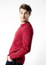 Saint James Unisex CANCALE V4HD165 Wool Fisherman Sweater with Button Shoulder Loose Fit RED - Image 4