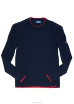 Saint James Unisex CAP FERRET V4HD20 Puff Sleeve Merino Sweater by Room 502 NAVY/RED - Image 2