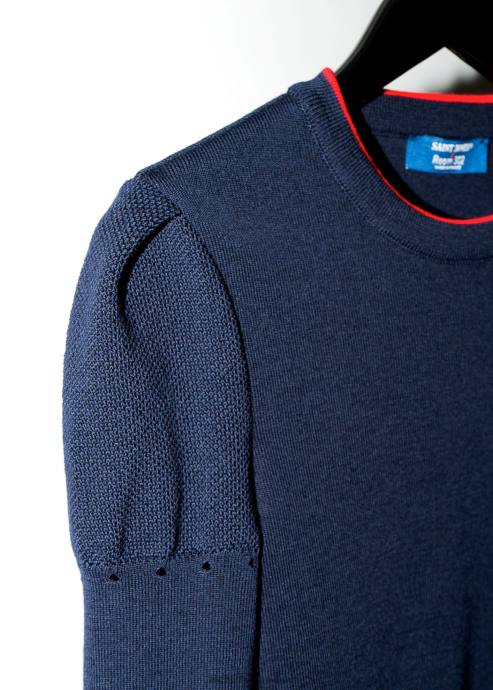 Saint James Unisex CAP FERRET V4HD20 Puff Sleeve Merino Sweater by Room 502 NAVY/RED - Image 3
